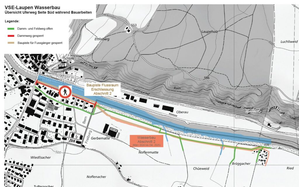 Grafik Beitrag Holzerarbeiten und Bau Hilfsbrücke Langsamverkehr Februar 2025